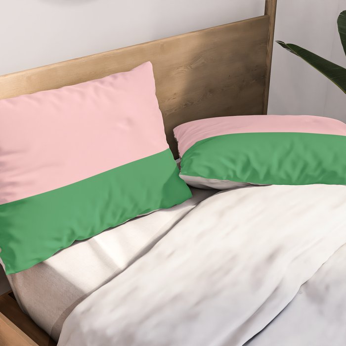 Color Block Pink and Green Pillow Sham Gallery Image 2