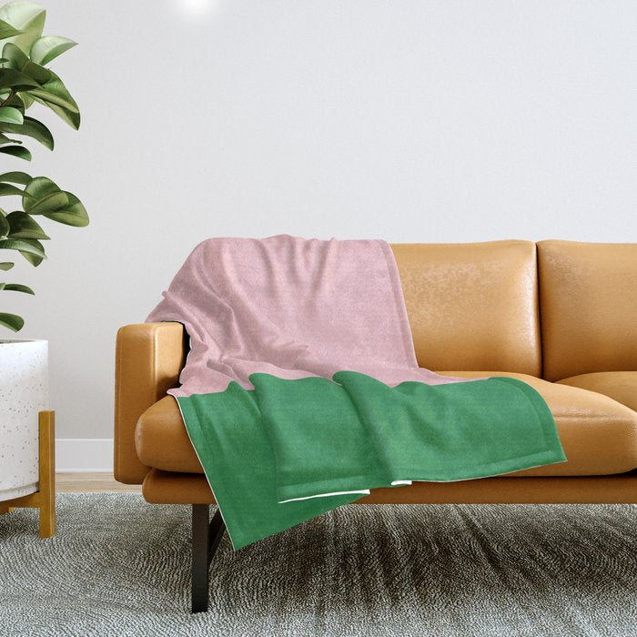 Color Block Pink and Green Throw Blanket Gallery Image 1