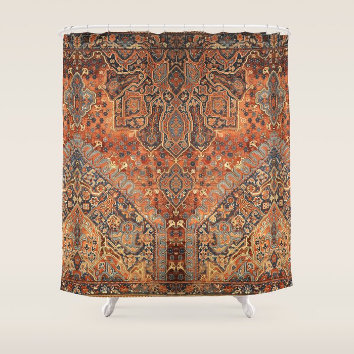 N198 - Vintage Heritage Traditional Golden Berber Moroccan Style Shower Curtain Gallery Image 1