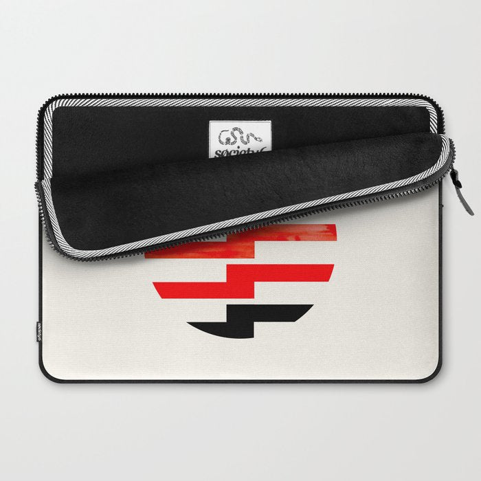 Minimalist Mid Century Circle Frame Vermillion Red Zig Zag Colorful Lightning Bolt Geometric Pattern Laptop Sleeve Gallery Image 2