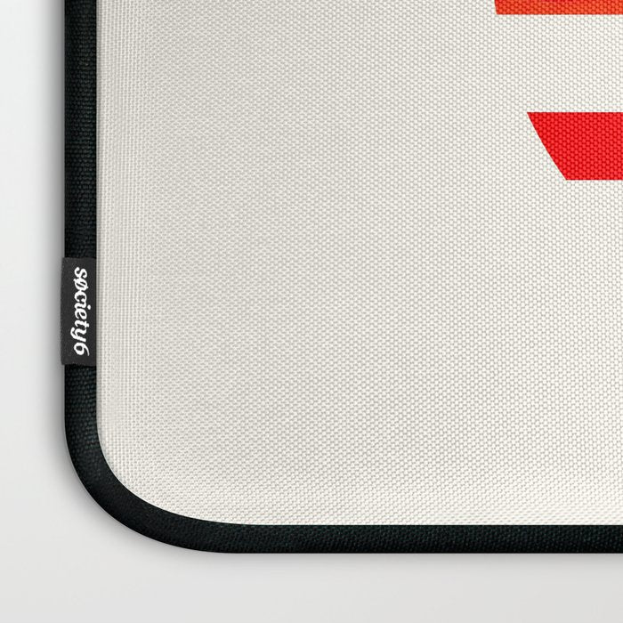 Minimalist Mid Century Circle Frame Vermillion Red Zig Zag Colorful Lightning Bolt Geometric Pattern Laptop Sleeve Gallery Image 3