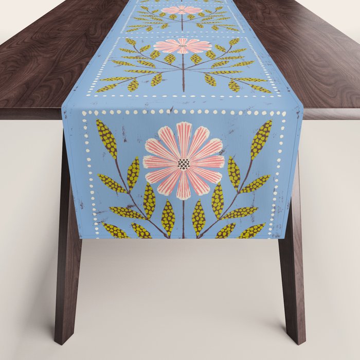 Blue Daisy Tile Table Runner Gallery Image 1
