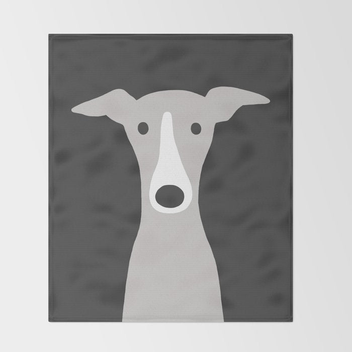 Cute Greyhound, Italian Greyhound or Whippet Cartoon Dog Throw Blanket Gallery Image 2