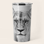 Lioness - Black & White Travel Mug Gallery Image 1