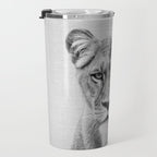 Lioness - Black & White Travel Mug Gallery Image 3