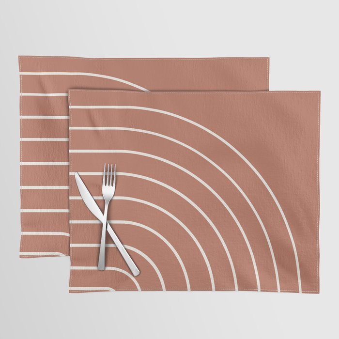 Minimal Arch LI Coral Red Modern Geometric Lines Placemat Gallery Image 1