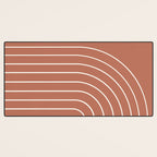 Minimal Arch LI Coral Red Modern Geometric Lines Desk Mat Gallery Image 3