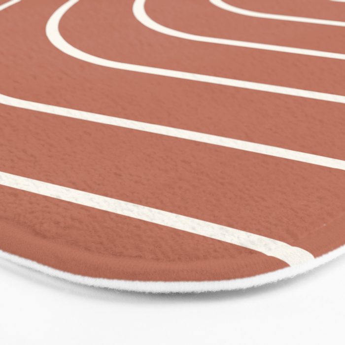 Minimal Arch LI Coral Red Modern Geometric Lines Bath Mat Gallery Image 3