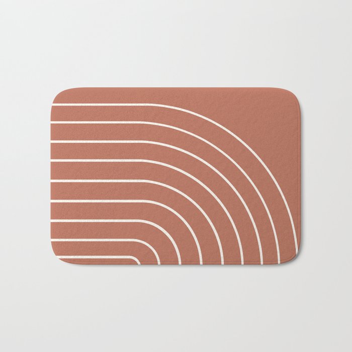Minimal Arch LI Coral Red Modern Geometric Lines Bath Mat Gallery Image 1