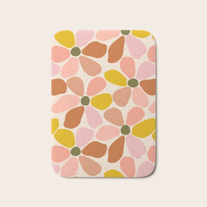 Vintage Colors - Retro Flower Bath Mat Gallery Image 1