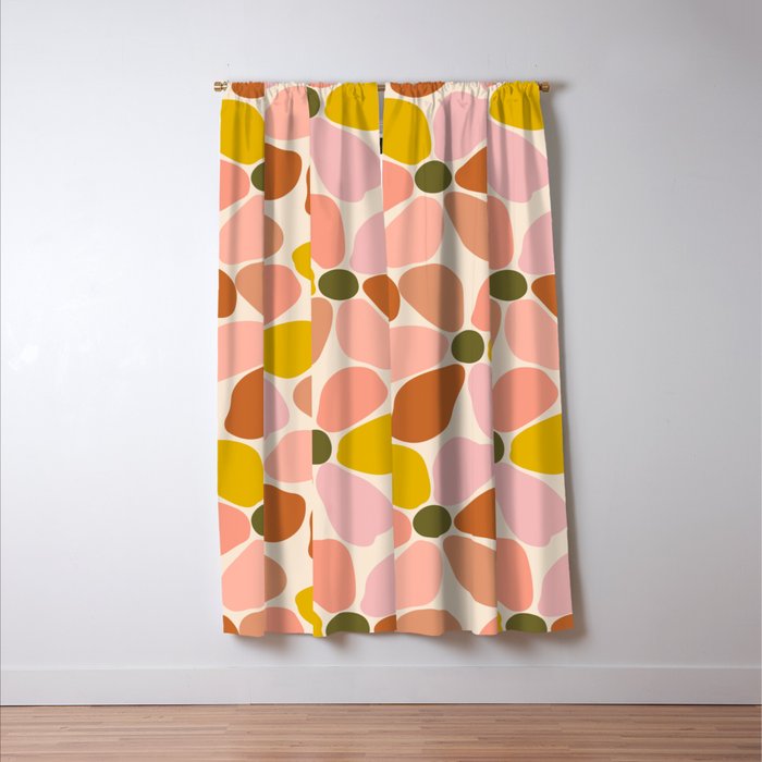 Vintage Colors - Retro Flower Window Curtain Gallery Image 3