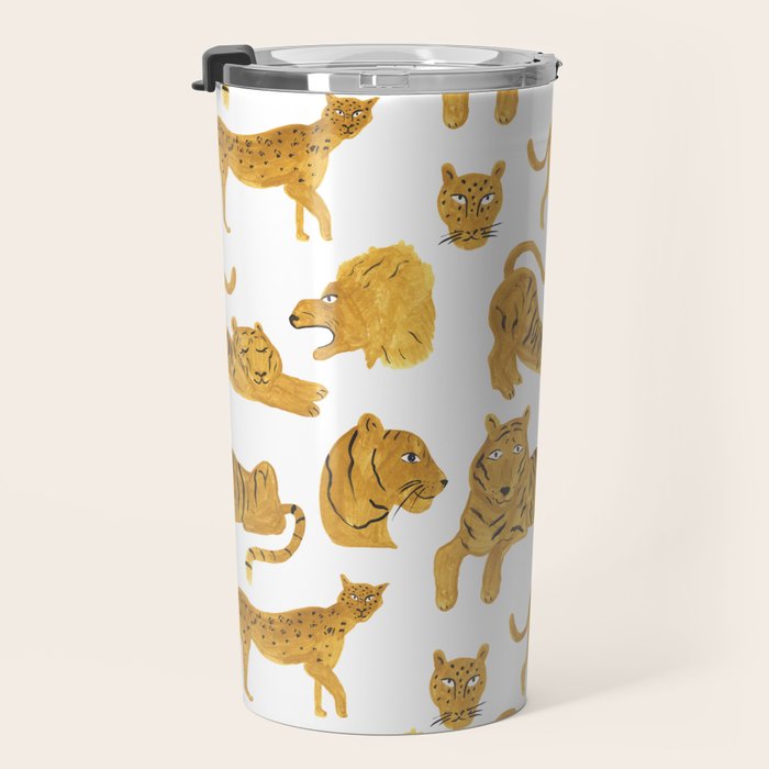 Tiger Lion Cheetah pattern  Travel Mug Gallery Image 3