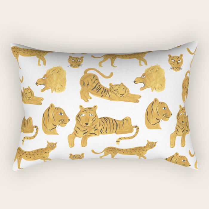 Tiger Lion Cheetah pattern  Rectangular Pillow Gallery Image 1