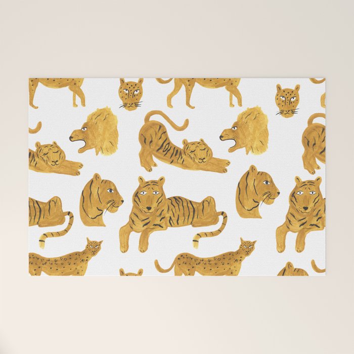 Tiger Lion Cheetah pattern  Welcome Mat Gallery Image 1