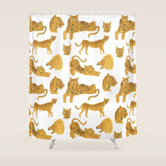 Tiger Lion Cheetah pattern  Shower Curtain Gallery Image 1