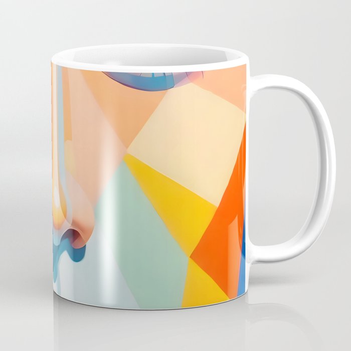 Face, Abstract Human Geometric Eclectic, Expressions Eyes Lips People, Bohemian Pop of Color Maximalism Coffee Mug Gallery Image 1