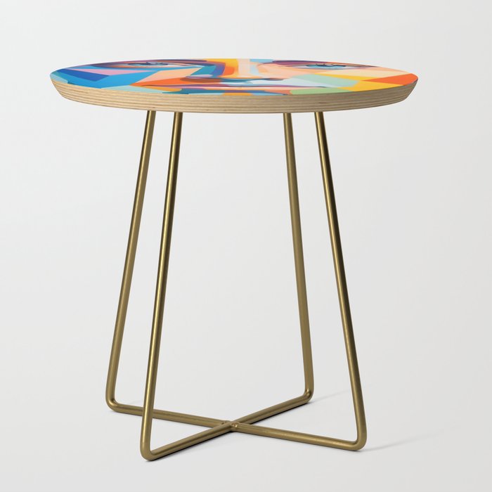 Face, Abstract Human Geometric Eclectic, Expressions Eyes Lips People, Bohemian Pop of Color Maximalism Side Table Gallery Image 1