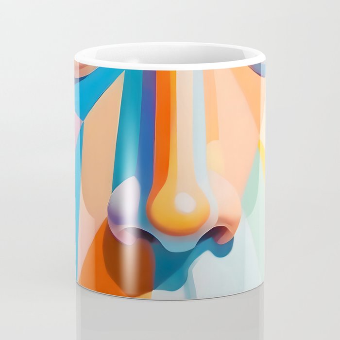 Face, Abstract Human Geometric Eclectic, Expressions Eyes Lips People, Bohemian Pop of Color Maximalism Coffee Mug Gallery Image 4