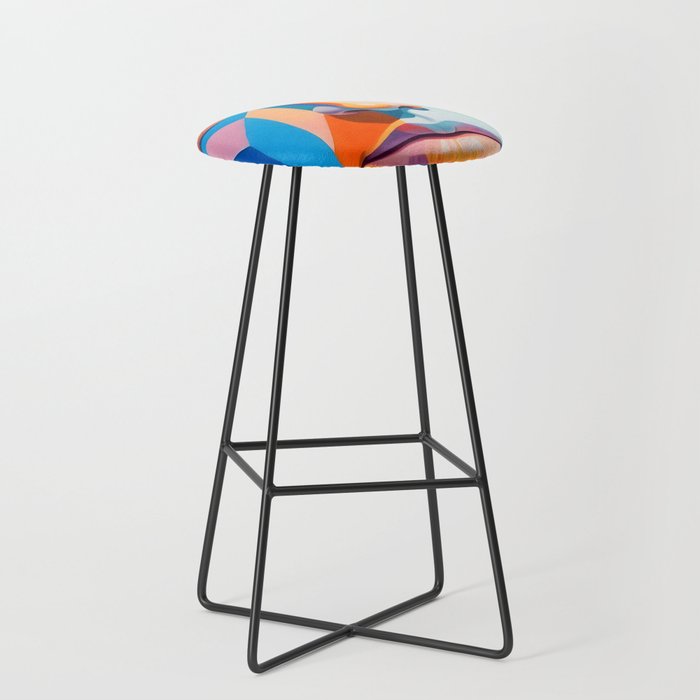Face, Abstract Human Geometric Eclectic, Expressions Eyes Lips People, Bohemian Pop of Color Maximalism Stool Gallery Image 1