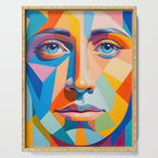 Face, Abstract Human Geometric Eclectic, Expressions Eyes Lips People, Bohemian Pop of Color Maximalism Serving Tray Gallery Image 1