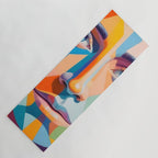 Face, Abstract Human Geometric Eclectic, Expressions Eyes Lips People, Bohemian Pop of Color Maximalism Yoga Mat Gallery Image 1