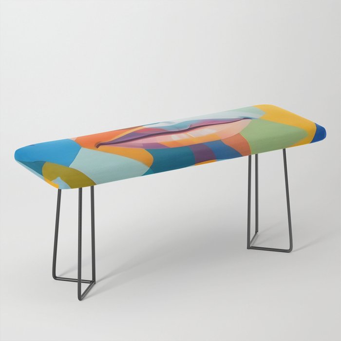 Face, Abstract Human Geometric Eclectic, Expressions Eyes Lips People, Bohemian Pop of Color Maximalism Bench Gallery Image 1