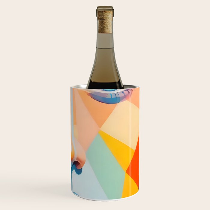 Face, Abstract Human Geometric Eclectic, Expressions Eyes Lips People, Bohemian Pop of Color Maximalism Wine Chiller Gallery Image 3