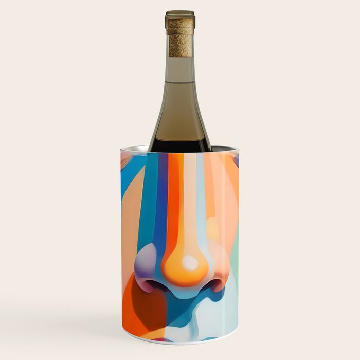 Face, Abstract Human Geometric Eclectic, Expressions Eyes Lips People, Bohemian Pop of Color Maximalism Wine Chiller Gallery Image 1