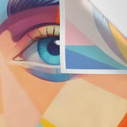 Face, Abstract Human Geometric Eclectic, Expressions Eyes Lips People, Bohemian Pop of Color Maximalism Wall Tapestry Gallery Image 3