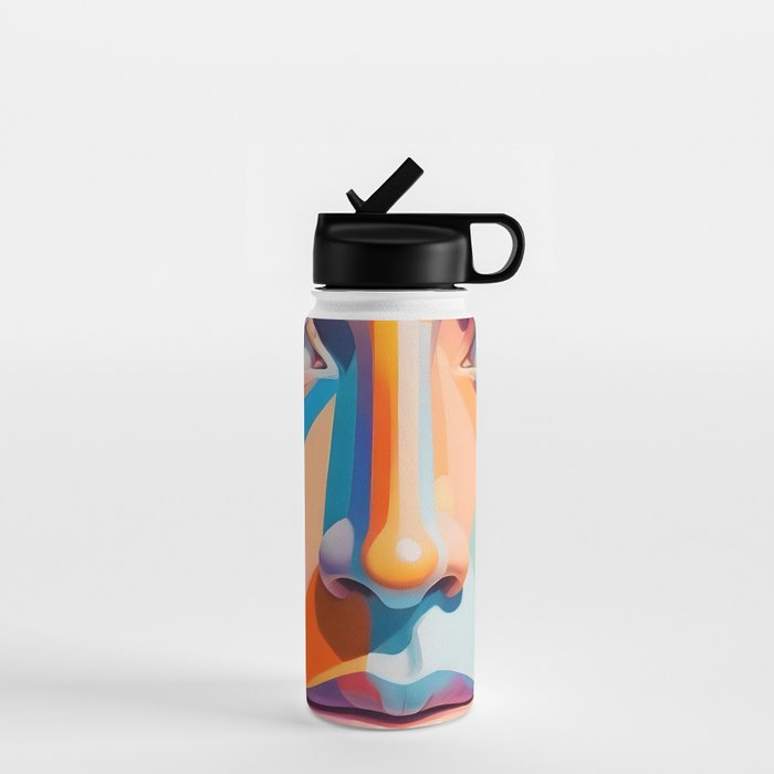 Face, Abstract Human Geometric Eclectic, Expressions Eyes Lips People, Bohemian Pop of Color Maximalism Water Bottle Gallery Image 1