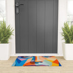 Face, Abstract Human Geometric Eclectic, Expressions Eyes Lips People, Bohemian Pop of Color Maximalism Welcome Mat Gallery Image 3