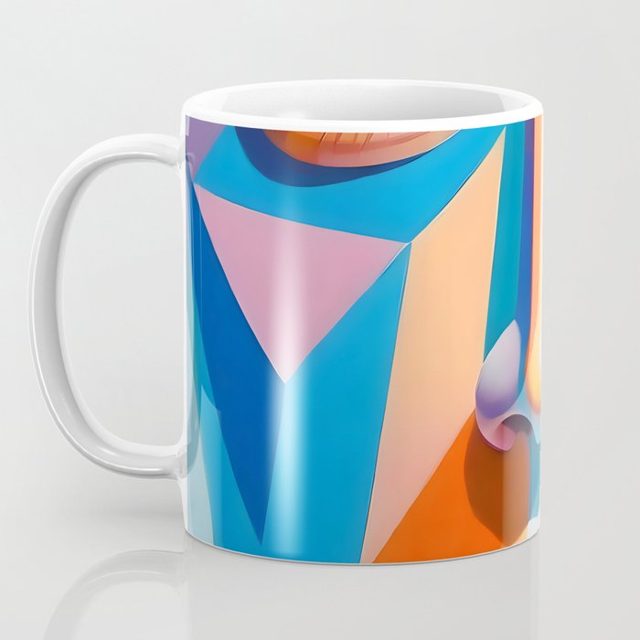 Face, Abstract Human Geometric Eclectic, Expressions Eyes Lips People, Bohemian Pop of Color Maximalism Coffee Mug Gallery Image 3