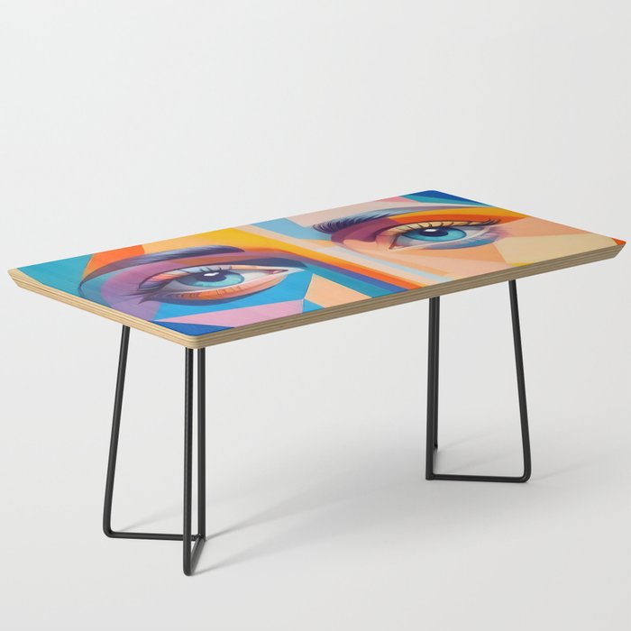 Face, Abstract Human Geometric Eclectic, Expressions Eyes Lips People, Bohemian Pop of Color Maximalism Coffee Table Gallery Image 1