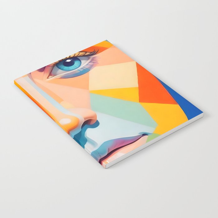 Face, Abstract Human Geometric Eclectic, Expressions Eyes Lips People, Bohemian Pop of Color Maximalism Notebook Gallery Image 2