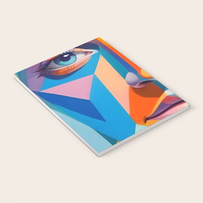 Face, Abstract Human Geometric Eclectic, Expressions Eyes Lips People, Bohemian Pop of Color Maximalism Notebook Gallery Image 3