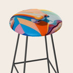 Face, Abstract Human Geometric Eclectic, Expressions Eyes Lips People, Bohemian Pop of Color Maximalism Stool Gallery Image 2