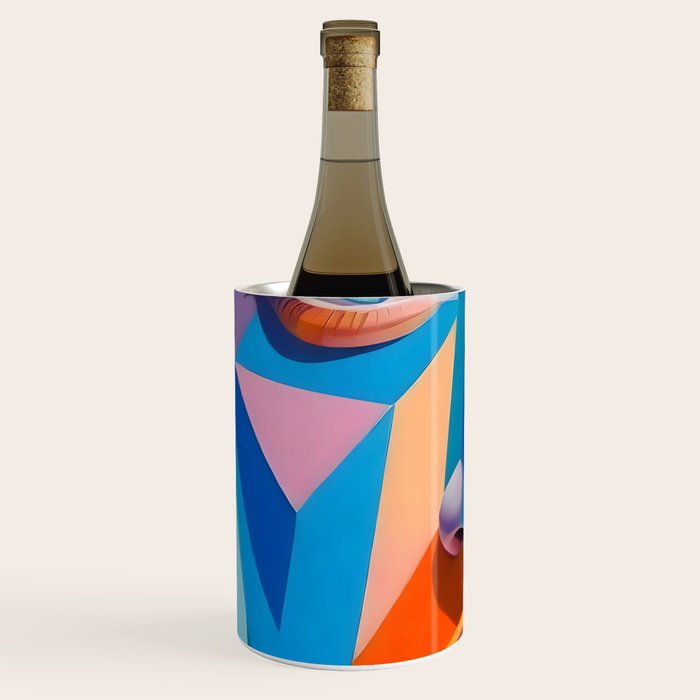 Face, Abstract Human Geometric Eclectic, Expressions Eyes Lips People, Bohemian Pop of Color Maximalism Wine Chiller Gallery Image 2