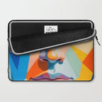 Face, Abstract Human Geometric Eclectic, Expressions Eyes Lips People, Bohemian Pop of Color Maximalism Laptop Sleeve Gallery Image 2