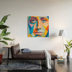 Face, Abstract Human Geometric Eclectic, Expressions Eyes Lips People, Bohemian Pop of Color Maximalism Wood Wall Art Gallery Image 2