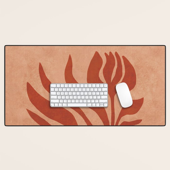 Maximalist wildflower in clay orange Desk Mat Gallery Image 1