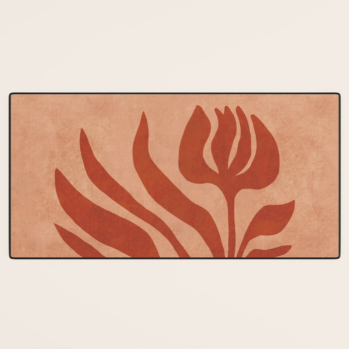 Maximalist wildflower in clay orange Desk Mat Gallery Image 3