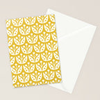 Mid Century Modern Scandinavian Floral Pattern Mustard Yellow Stationery Card Gallery Image 2