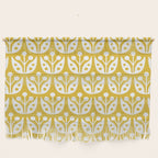 Mid Century Modern Scandinavian Floral Pattern Mustard Yellow Wall Hanging Gallery Image 1