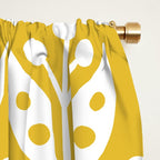 Mid Century Modern Scandinavian Floral Pattern Mustard Yellow Window Curtain Gallery Image 2