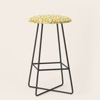 Mid Century Modern Scandinavian Floral Pattern Mustard Yellow Stool Gallery Image 1
