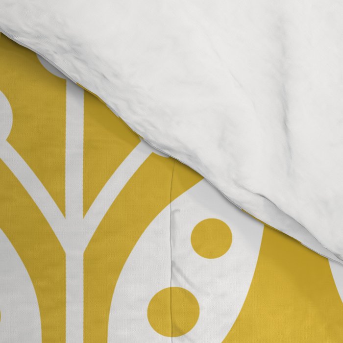 Mid Century Modern Scandinavian Floral Pattern Mustard Yellow Comforter Gallery Image 4