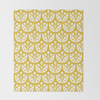 Mid Century Modern Scandinavian Floral Pattern Mustard Yellow Throw Blanket Gallery Image 2