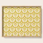 Mid Century Modern Scandinavian Floral Pattern Mustard Yellow Serving Tray Gallery Image 1