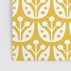 Mid Century Modern Scandinavian Floral Pattern Mustard Yellow Poster Gallery Image 3