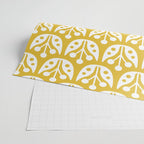 Mid Century Modern Scandinavian Floral Pattern Mustard Yellow Wrapping Paper Gallery Image 2